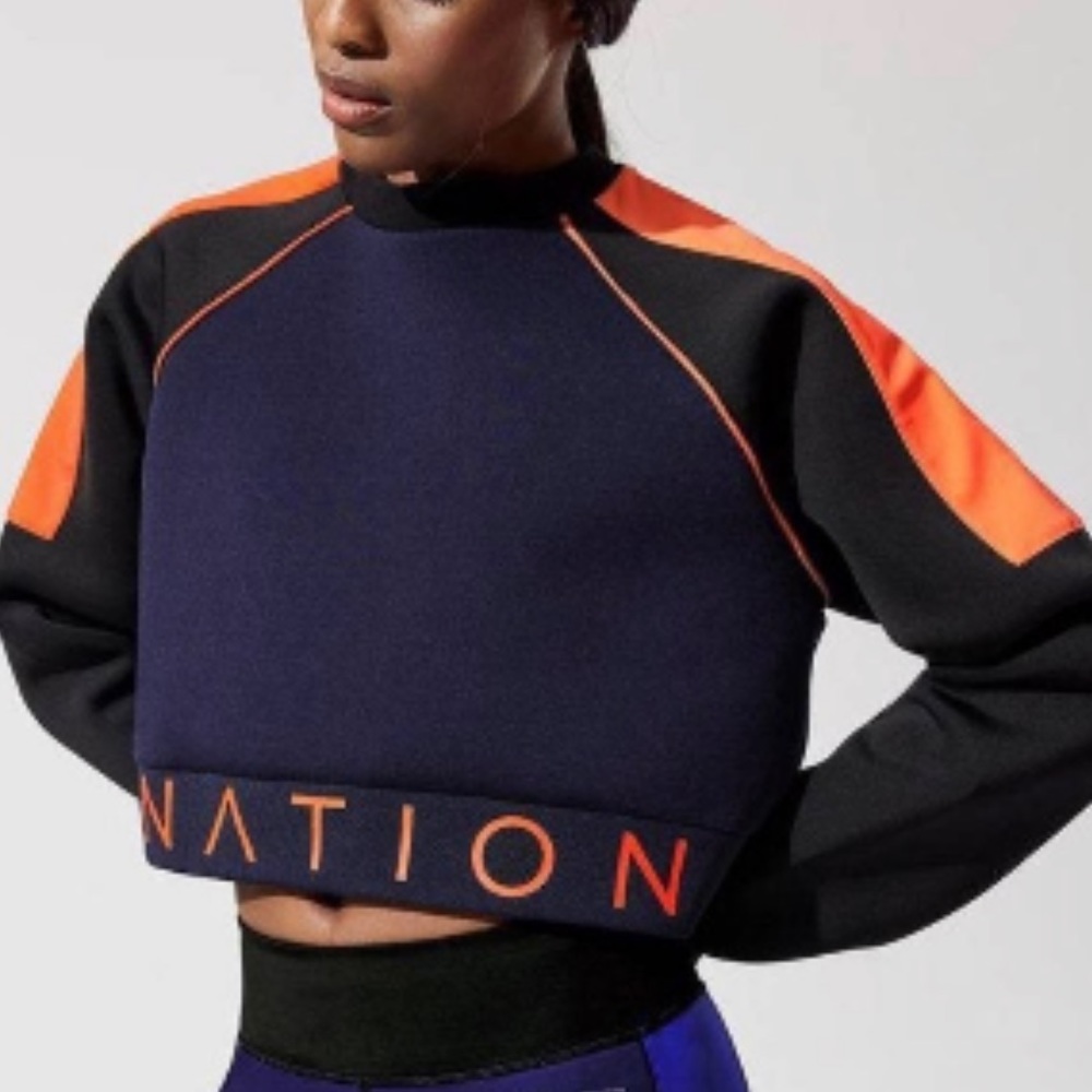 P.E. Nation End Plate Cropped Pullover Sweatshirt Small